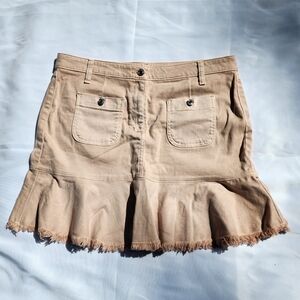 MICHAEL KORS Womens Pink Denim Flounce Button‎ Closure Short Skirt 14